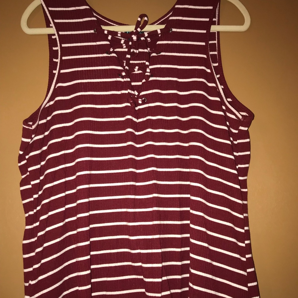 Lace Up Striped Tank